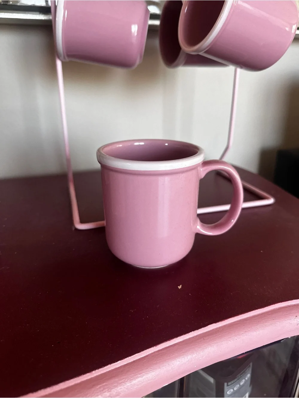 Set of Four Pink Vintage Ceramic Mugs